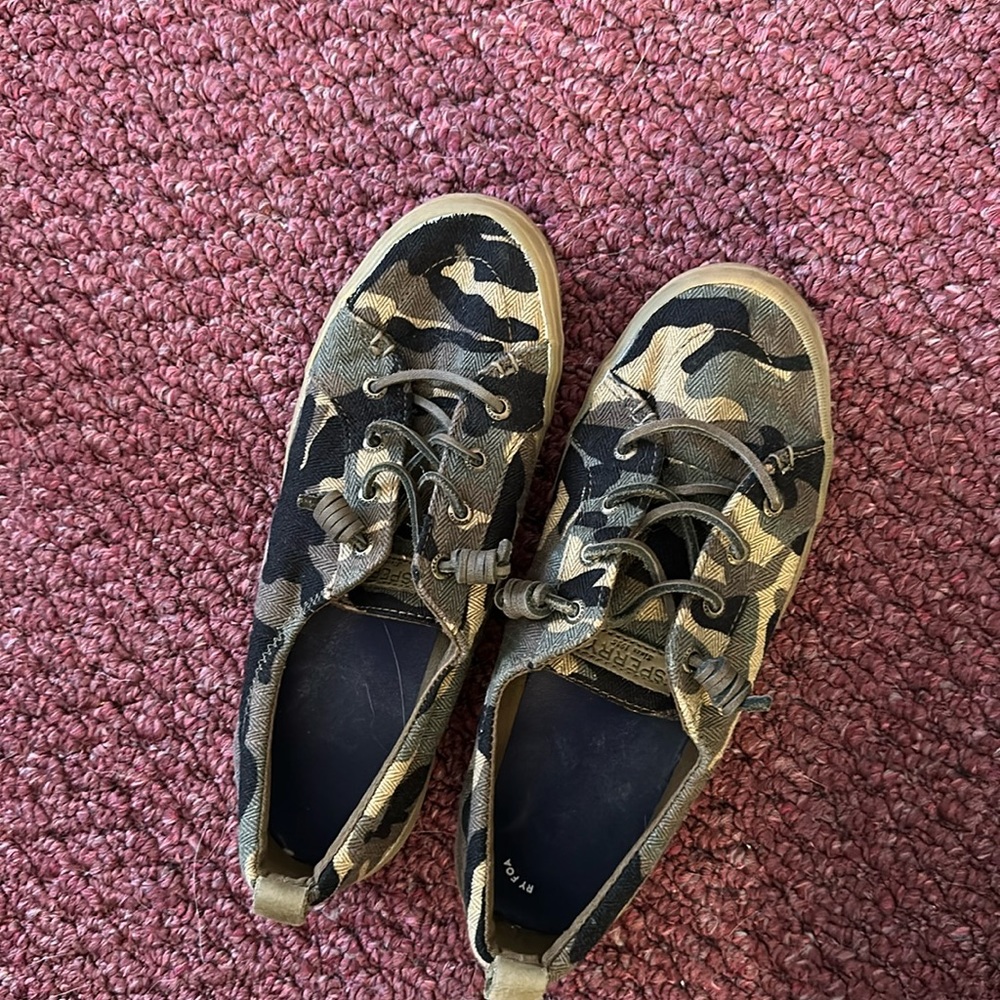 Sperry Camo Canvas Sneakers in Green and Black
